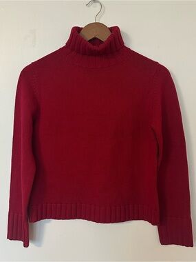 Vintage British Merino Wool Turtleneck Sweater Red Petite